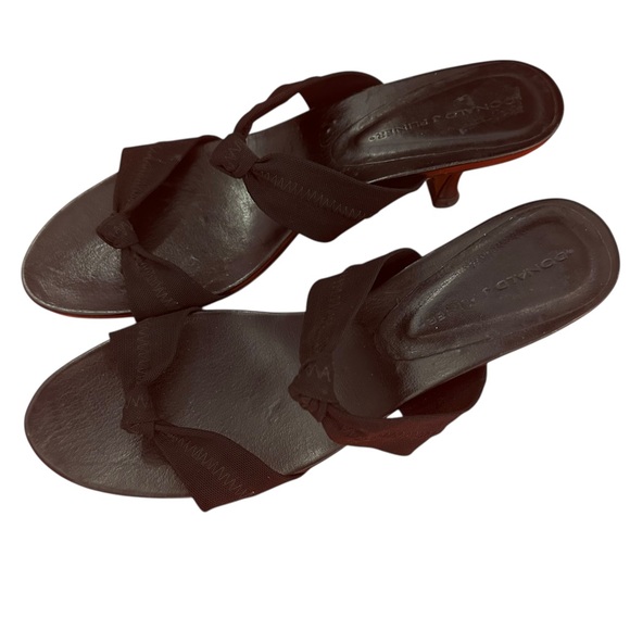 VTG Donald J. Pliner Black Double Nylon Stretch Knot Strap Kitten Heel Sandal - Picture 5 of 16